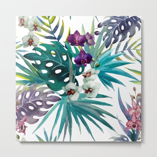 Tropical Floral Pattern 04 Metal Print