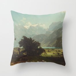 Lake Lucerne by Albert Bierstadt Throw Pillow