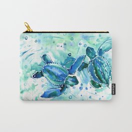 Turquoise Blue Sea Turtles in Ocean Carry-All Pouch