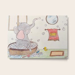 Baby Elephant bath time Metal Print
