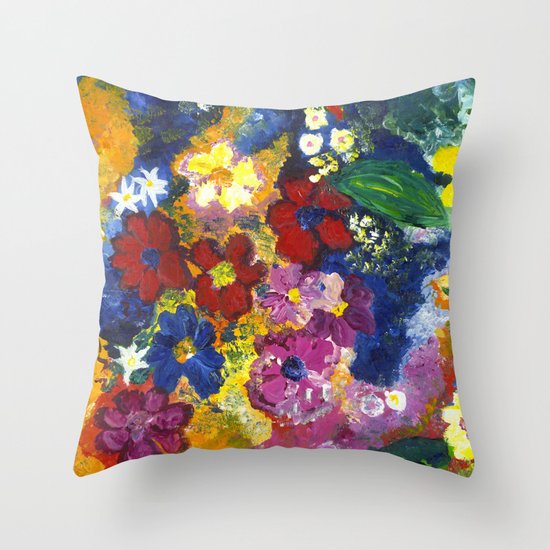 Bright Flowers Throw Pillow