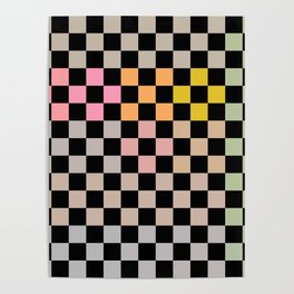 Pastel Colors Checkerboard Poster