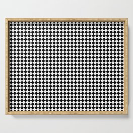 Classic Black and White Small Diamond Checker Board Pattern Serving Tray
