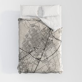 USA, Waco Black & White Town Map - Aesthetic Decor Duvet Cover