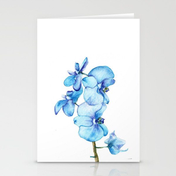 Blue Orchids Two - Watercolor Stationery Cards