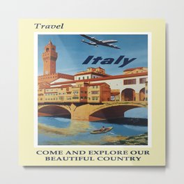 Travel Italy - Vintage Poster Metal Print | Adventure, Cool, Vintage, Funny, Retro, Italia, Love, Italian, Florence, Aesthetic 