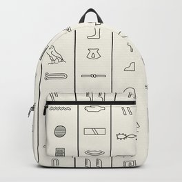Ancient Egyptian Hieroglyphic Alphabet on Antique White Backpack