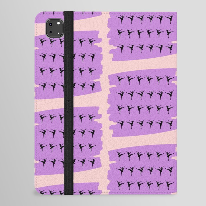 Ballerina figures in black on violet brush stroke iPad Folio Case