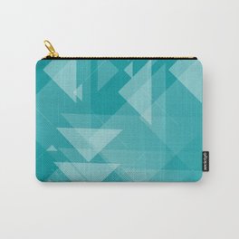Teal Blue Geometric Triangles pattern Abstract Carry-All Pouch