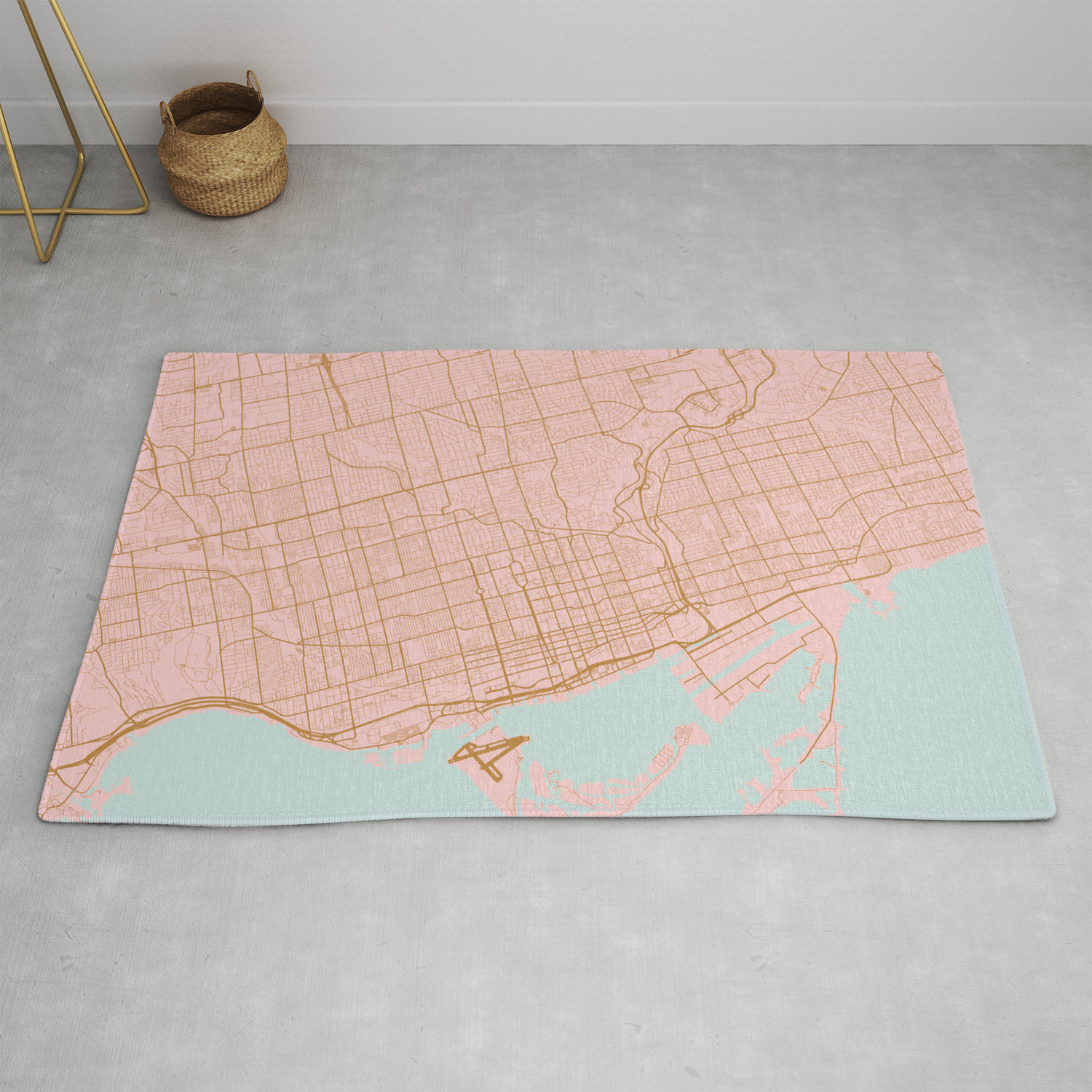 Pink And Gold Toronto Map Canada Rug By Annago Society6 Pink And Gold Toronto Map Canada Rug