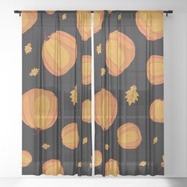 Fresh Pumpkins Pattern Background Sheer Curtain