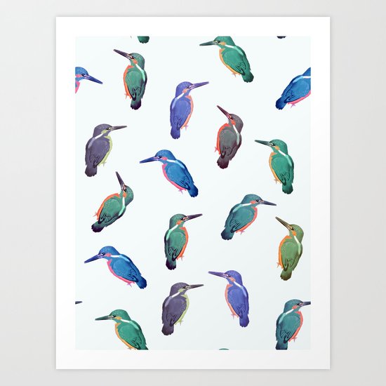 Colored kingfishers Art Print