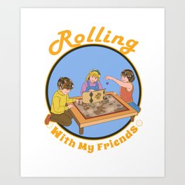 Retro DM Tabletop Gaming Gift Vintage With Friends D20 Dice Print Art Print