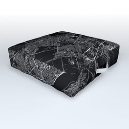 Quebec City Black Map Outdoor Floor Cushion