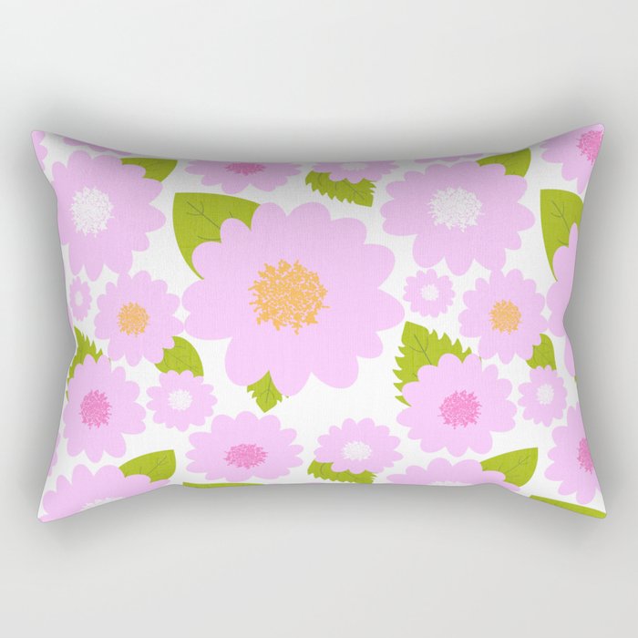 Fun Fresh Pink Summer Flowers Retro Modern Rectangular Pillow