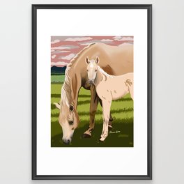 Palomino Horse and baby Framed Art Print