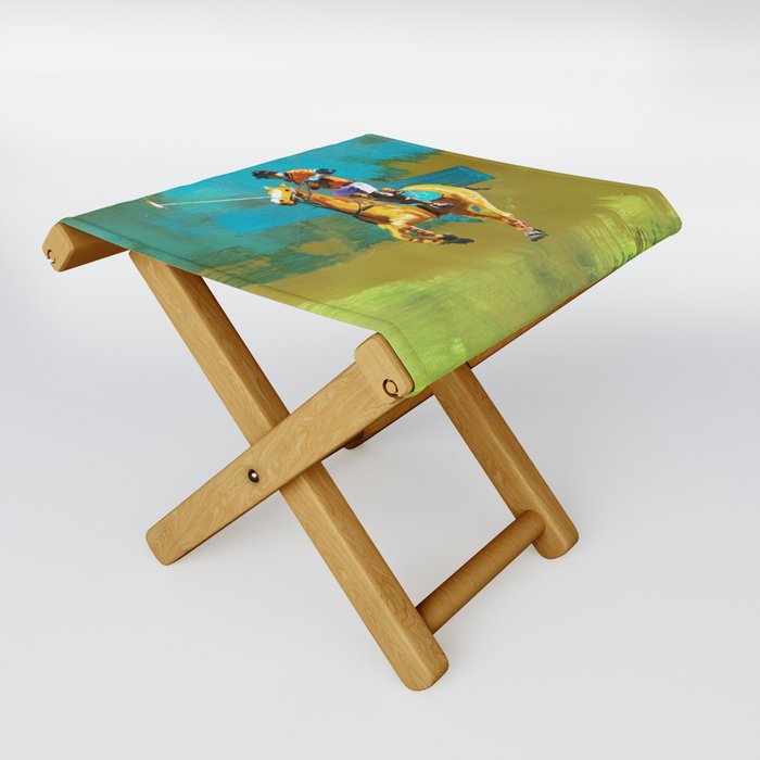 poloplayer abstract turquoise ochre Folding Stool