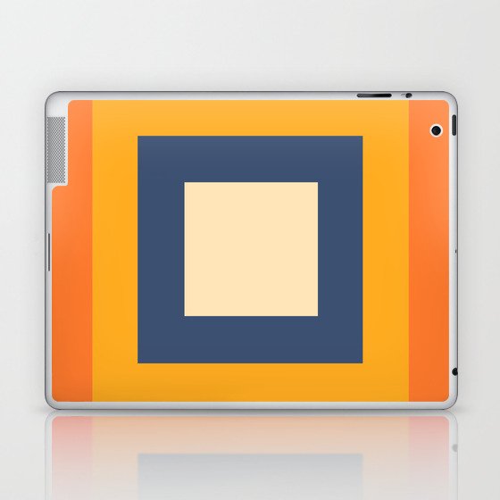 SquareBlues - Colorful Retro Abstract Geometric Square Design Pattern Laptop & iPad Skin