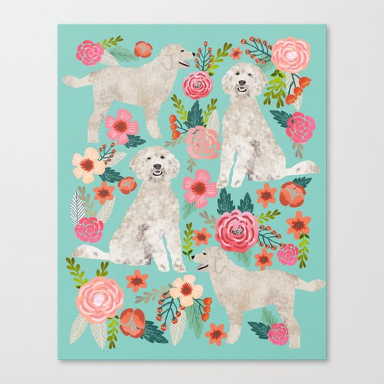 Golden Doodle golden retriever poodle mixed breed custom dog art pet portrait must have dog gifts Canvas Print