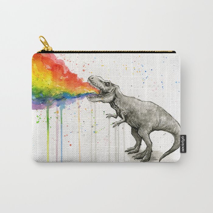 T-Rex Dinosaur Vomits Rainbow Carry-All Pouch