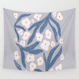 Blue floral motif Wall Tapestry