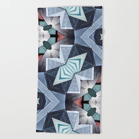 Abstract Structural Collage Beach Towel