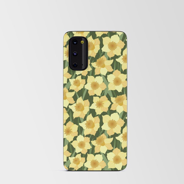 Seamless pattern with yellow daffodils on a green background Android Card Case