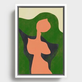 Girl with thick green hair Framed Canvas