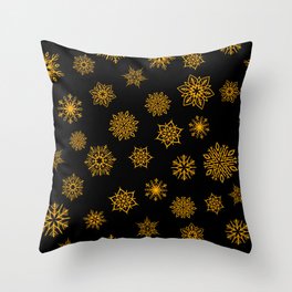 Gold Winter Modern Snowflakes Collection Throw Pillow