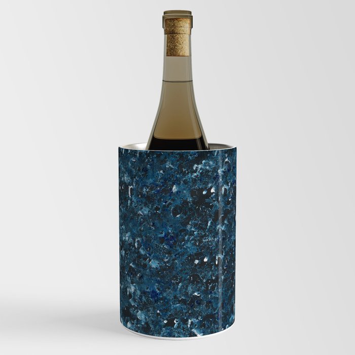 Dark Blue Indigo White Sponge Painting Wine Chiller