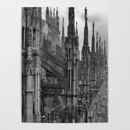 Milan Cathedral, Lombardy, Milan, Italay black and white portrait photography Poster