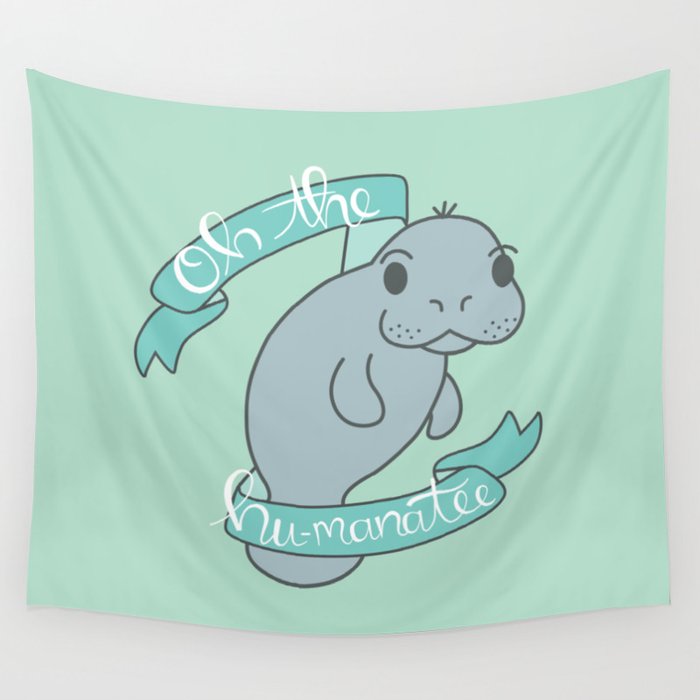 Oh The Hu-manatee - Seafoam Wall Tapestry