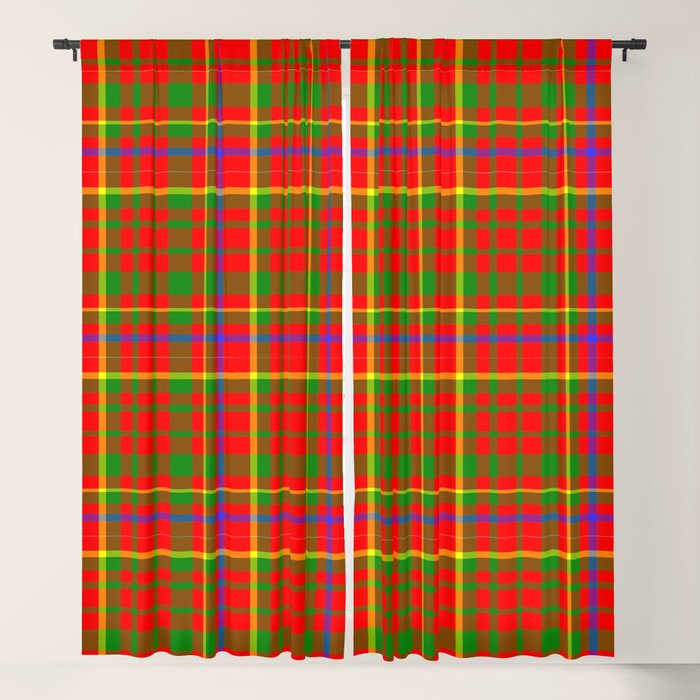 Tartan Vibrant Red Green And Blue Blackout Curtain By Markuk97