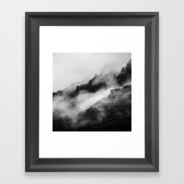 Foggy Mountains Black and White Framed Art Print