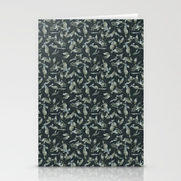 Green Foliage Leaves Pattern Stationery Cards