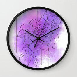 Purple Floral Line Art Wall Clock