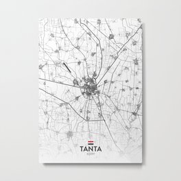 Tanta, Egypt - Light City Map Metal Print