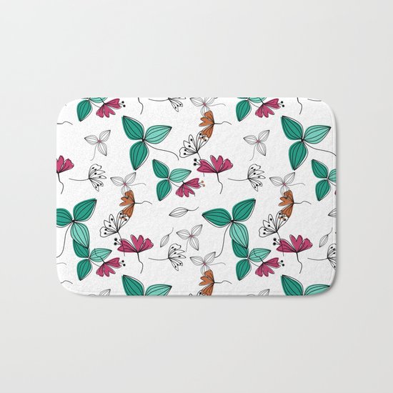 Retro .Floral pattern Rustic Bath Mat