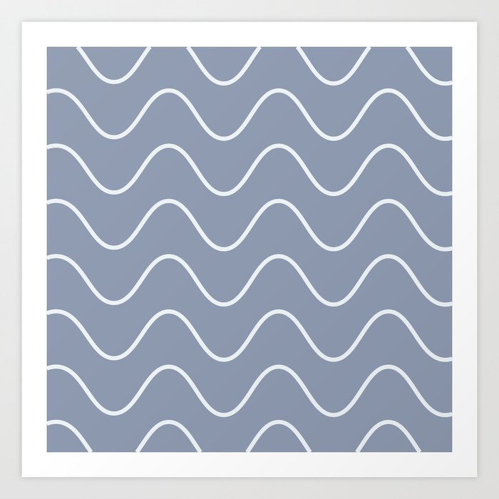 Abstract Wavy Lines Pattern - light purple and white Art Print