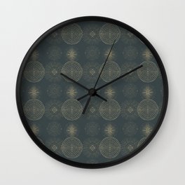 Grey Gold African Tribal Pattern Wall Clock