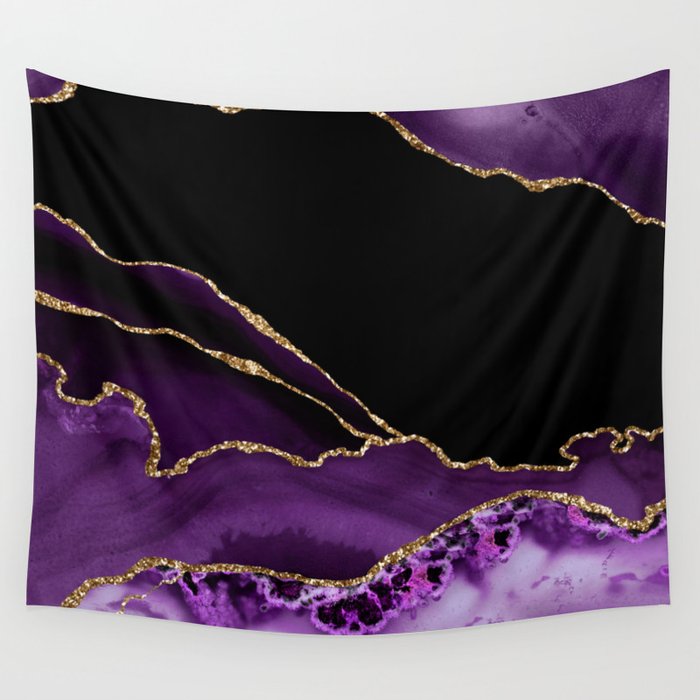 Purple & Gold Agate Texture 14 Wall Tapestry