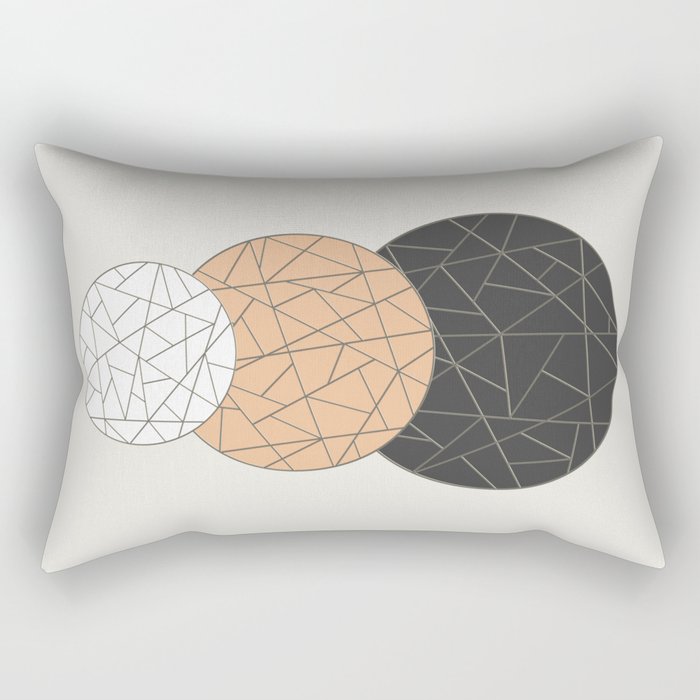 TRIAD ON BEIGE (abstract circles) Rectangular Pillow