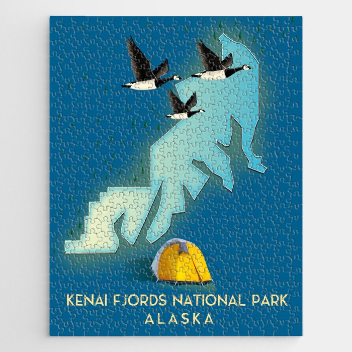 Kenai Fjords National Park Alaska travel map Jigsaw Puzzle