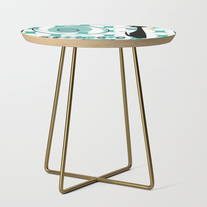 Mid-Century Modern Atomic Art - Teal - Cat Side Table