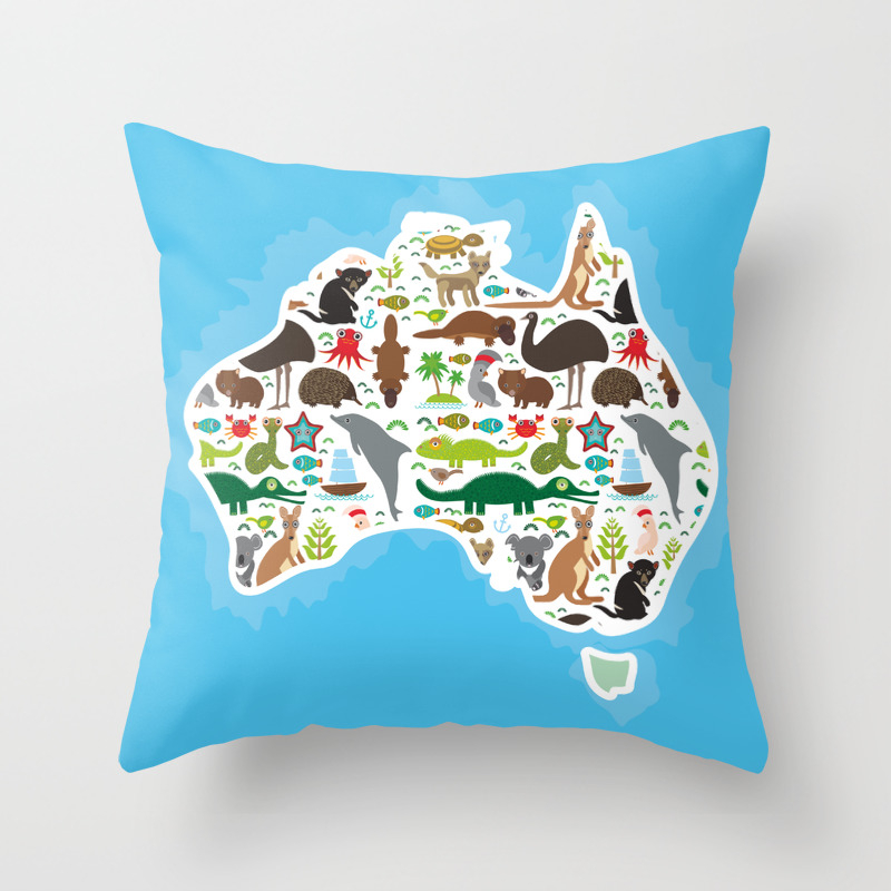 Map Of Australia Echidna Platypus Ostrich Emu Tasmanian Devil