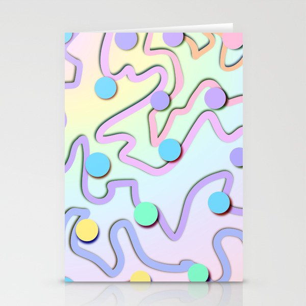 Unique Pastel Design with Squiggles and Dots! Stationery Cards