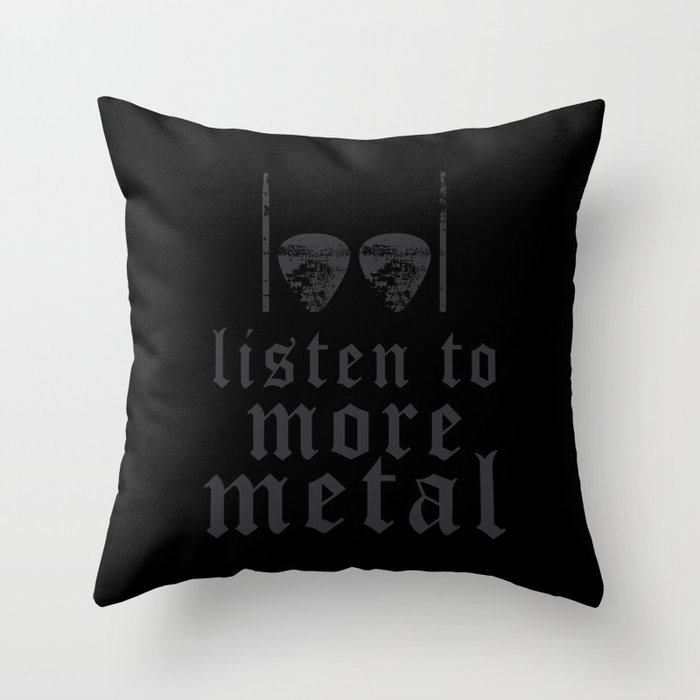 Music Listen To More Heavy Metal Guitar Picks Drumsticks Throw Pillow