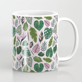 Leaves (Proud Plant Parent) - Light Coffee Mug | Studiometis, Painting, Summer, Pink, Organic, Leaf, Forest, Acrylic, Palmtree, Monstera 