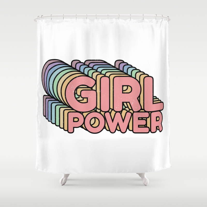 Grl Pwr Retro Shower Curtain Grl Pwr Retro Shower Curtain