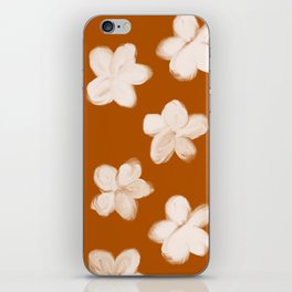 Retro 60s 70s Flowers over Neutral Earthy Brown iPhone Skin